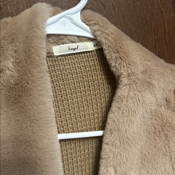 Hazel cable knit cardigan sweater with faux fur also- size XS - Picture 2 of 4
